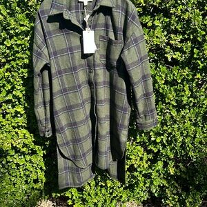 Moon River Olive Green plaid dress